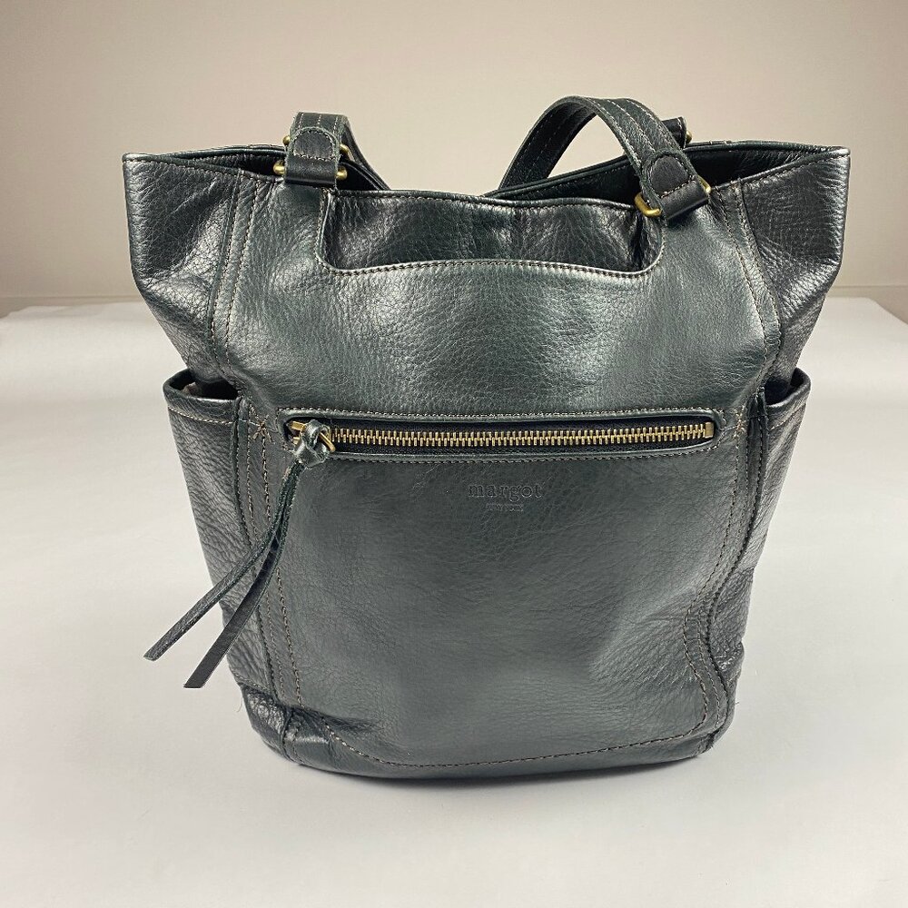 Margot New York Black Leather Bucket Bag Purse